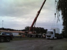 Pelettheizhaus im Container
